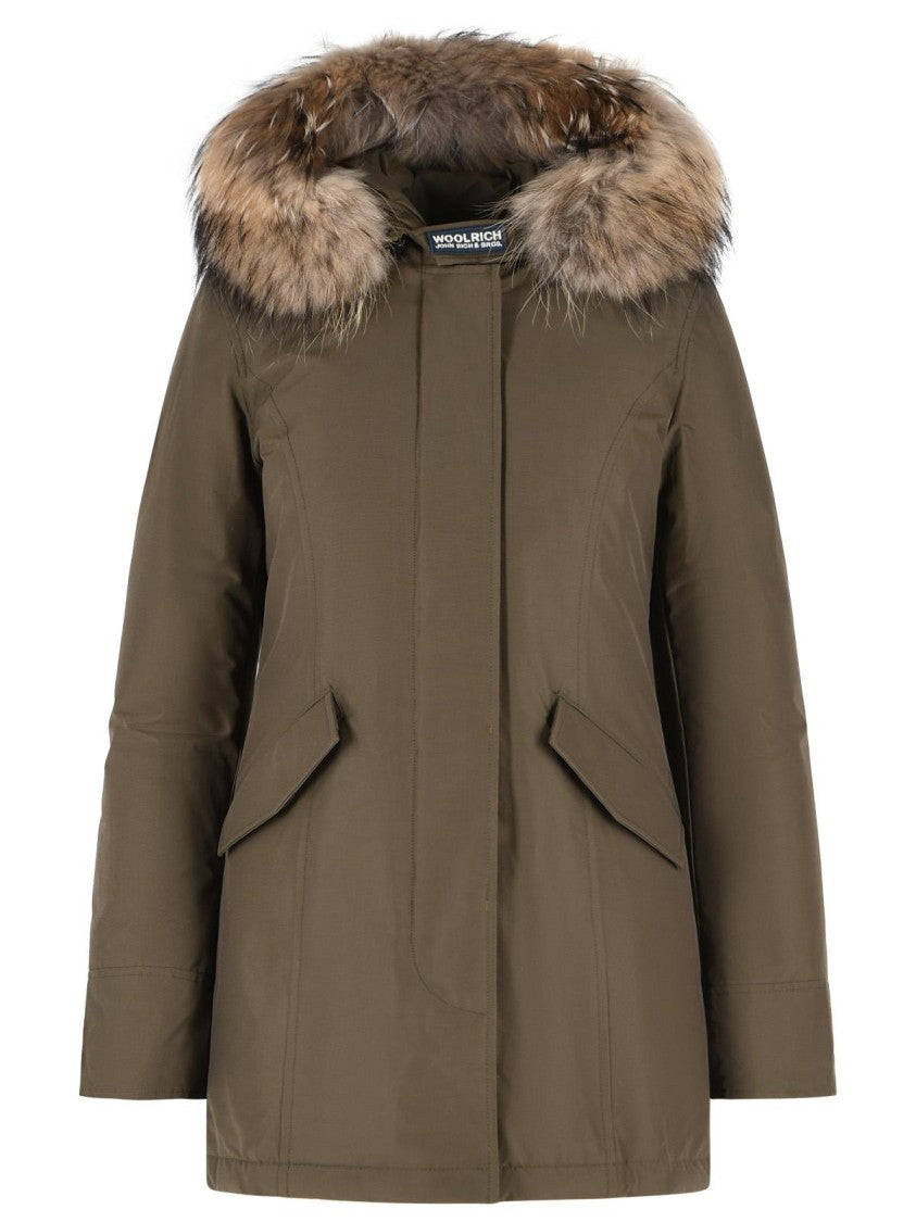 Woolrich John Rich & Bros 'Arctic Racoon' Green Cotton Blend Parka