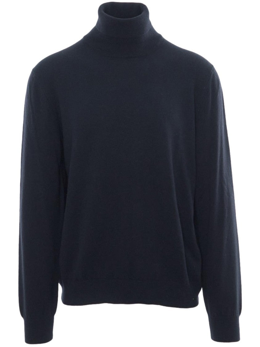 Gran Sasso Refined Black Turtleneck Sweater With Structured Collar