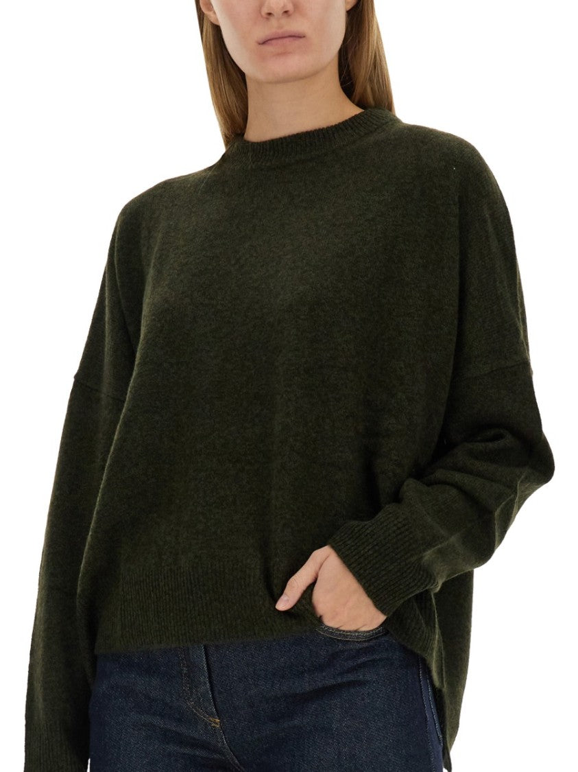 Aspesi Relaxed Fit Green Wool Jersey Sweater