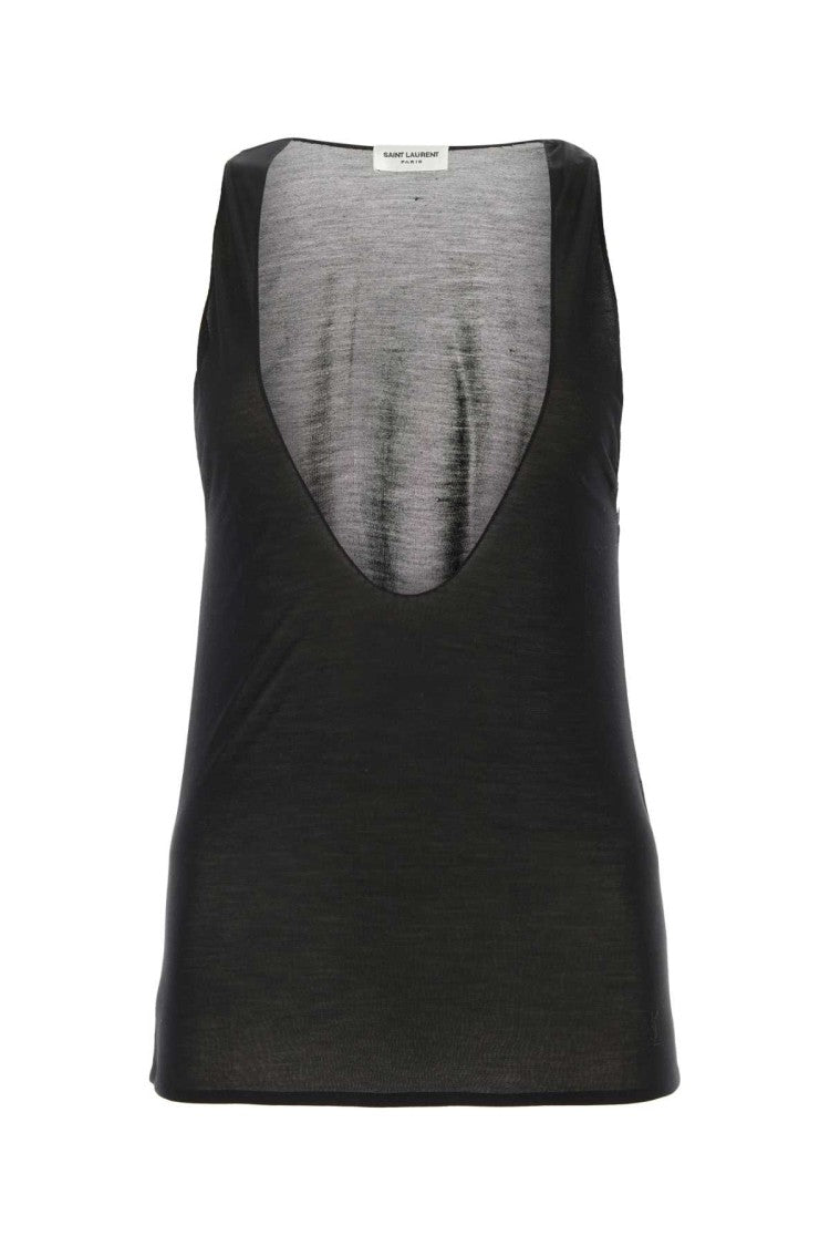 Saint Laurent Black Silk Tank-Top
