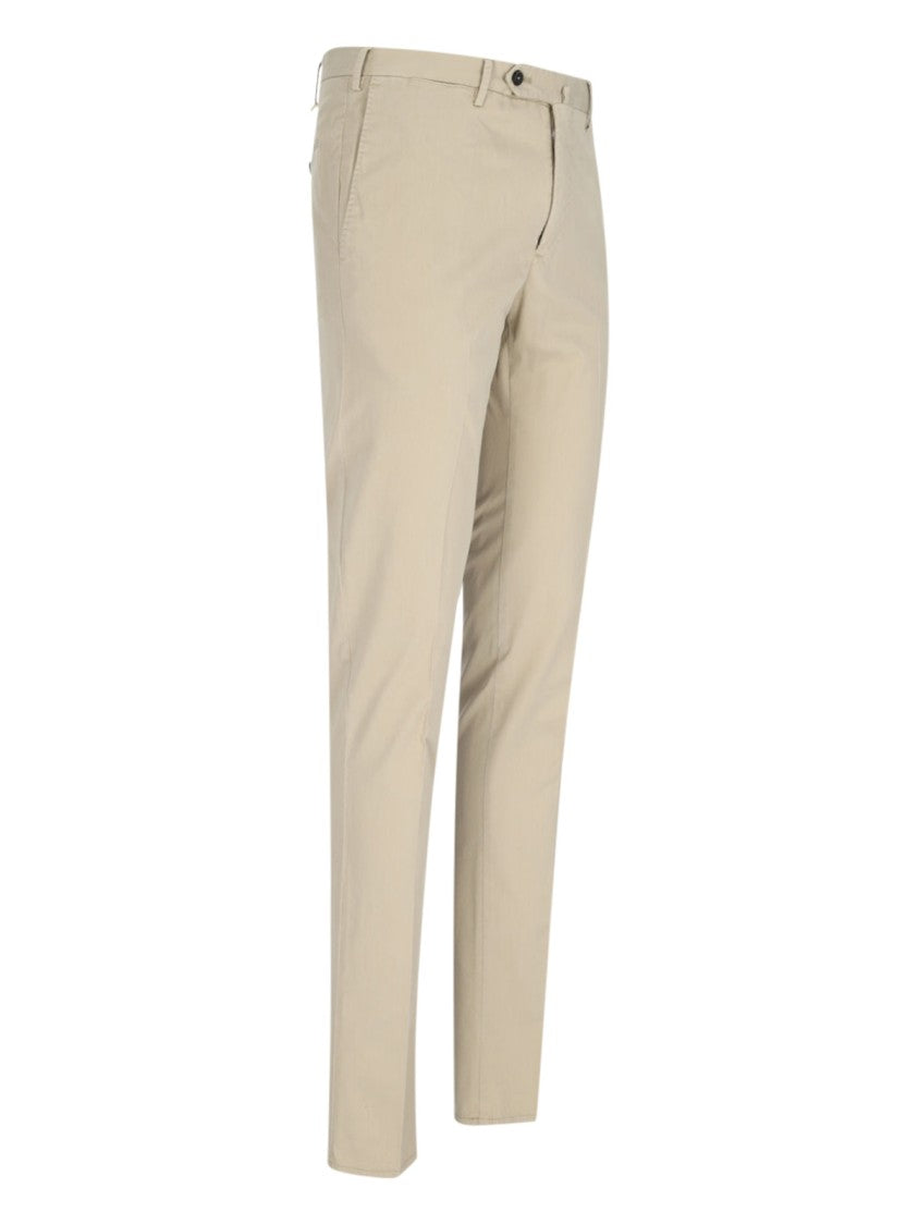 Pt Torino Superslim Fit Beige Cotton Chinos With Classic Pockets
