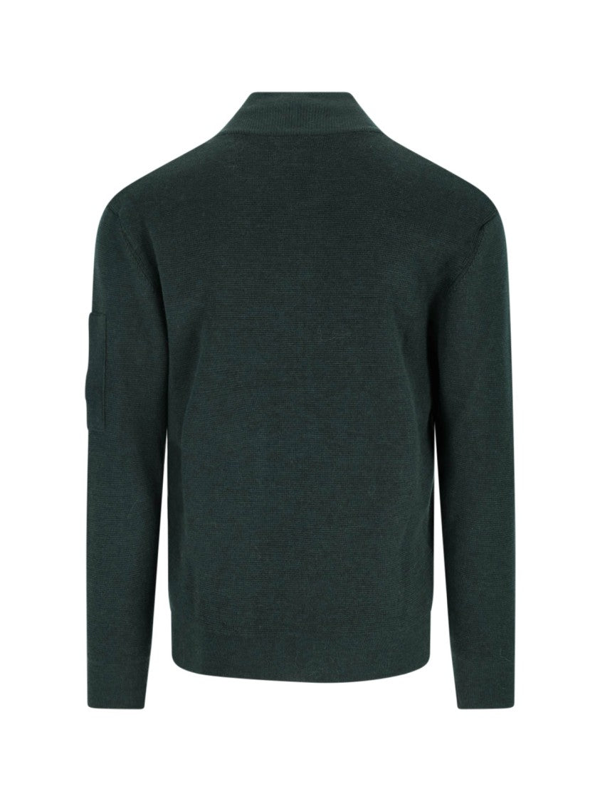 C.P. Company Rich Green Knit Sweater With Classic Ribbed Details