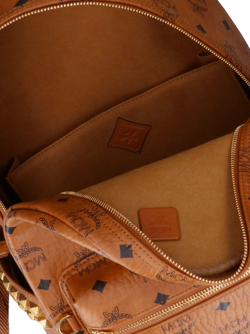 Mcm “Stark” Studded Backpack – Brown