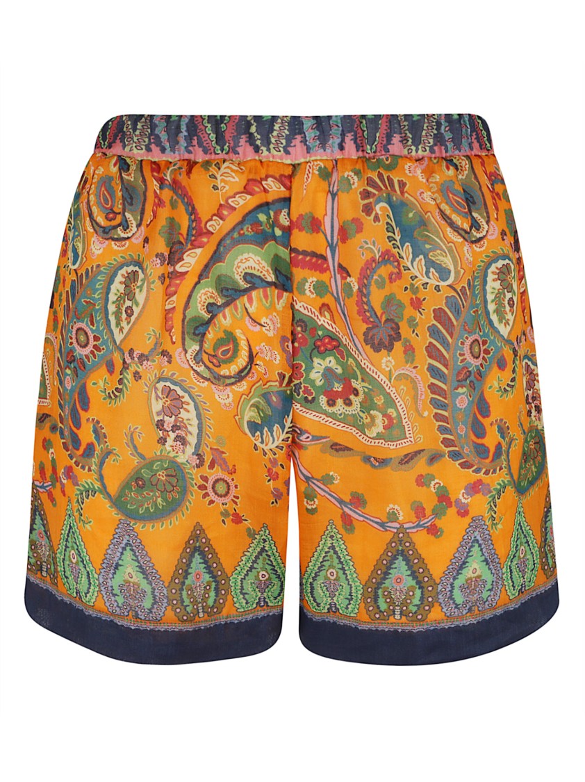 Etro Ramie Beach Shorts With Paisley Pattern And Side Pockets