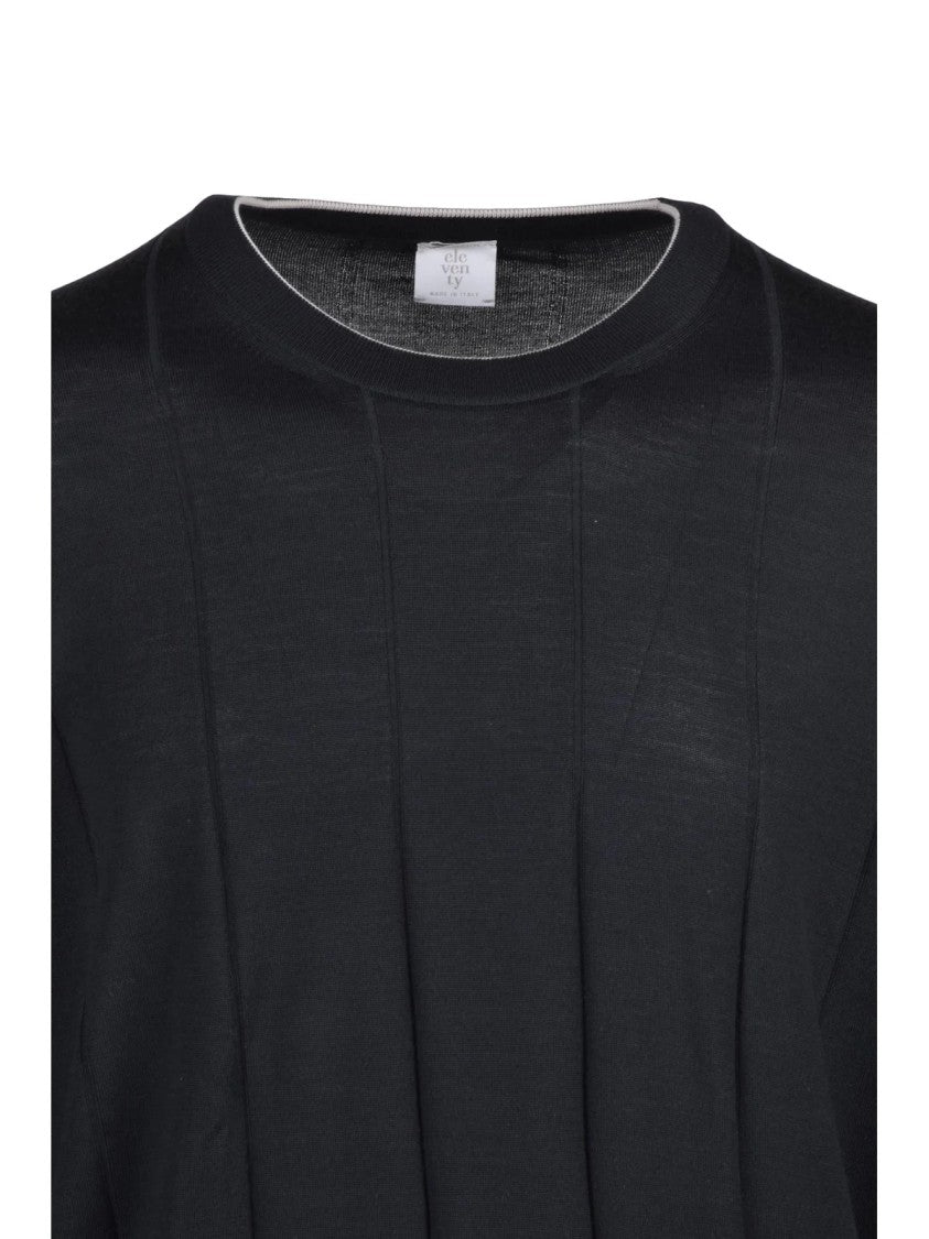 Eleventy Classic Fit Crew Neck Sweater With Subtle Rib Detailing
