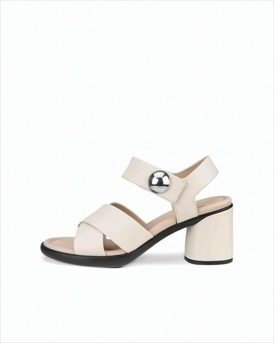 Ecco Block Heel Sandals With Leather Straps