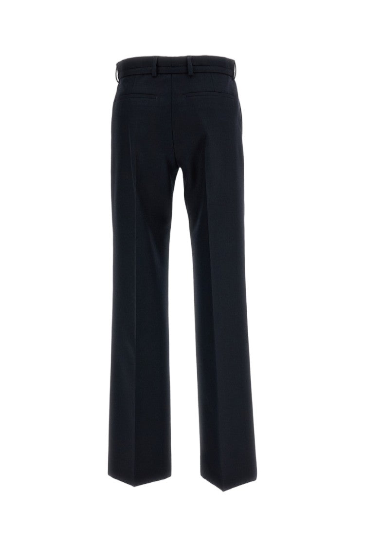 Dries Van Noten Navy Presta Straight-Leg Herringbone Pure Wool Pants
