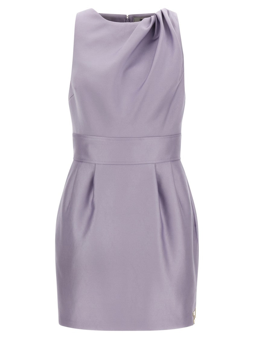 Elisabetta Franchi Draped Mini Dress With Hourglass Silhouette And Appliqué Detail