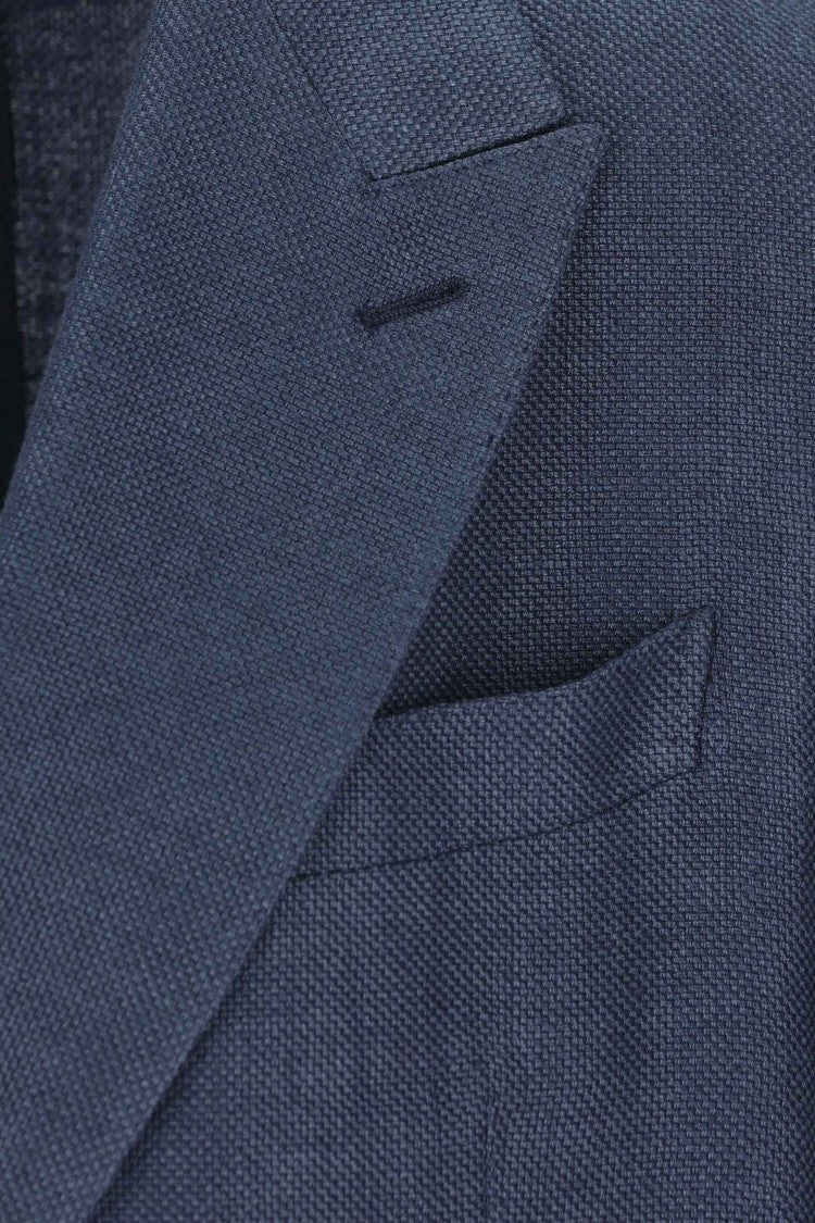 Zegna Double-Breasted Linen-Wool Textured Blazer