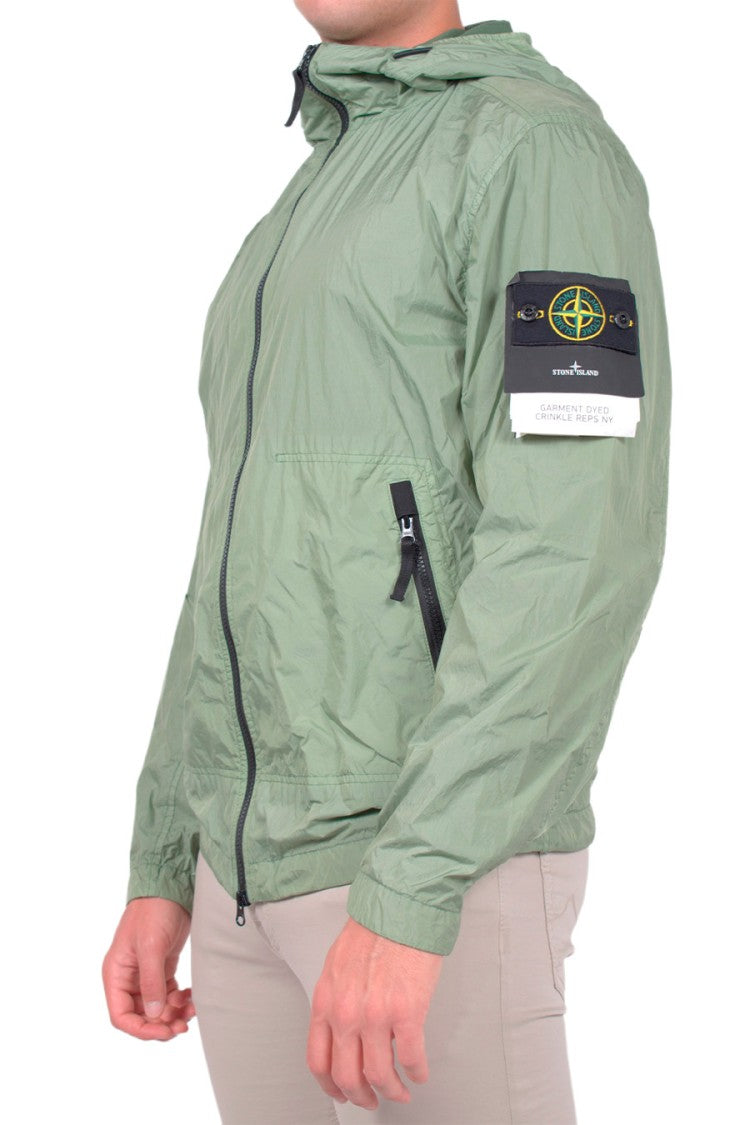 Stone Island Sage Green Hooded Zip Polyamide Jacket