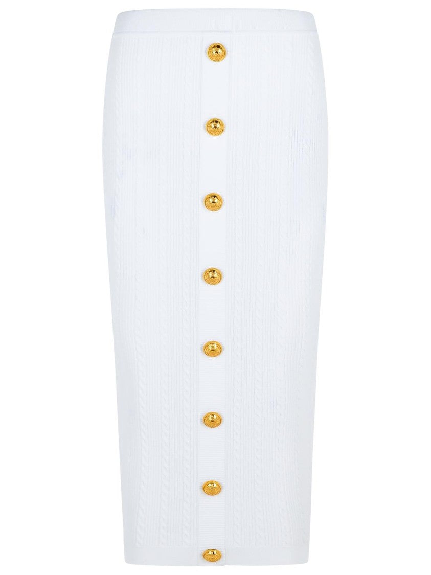 Balmain Long Skirt In White Viscose Blend
