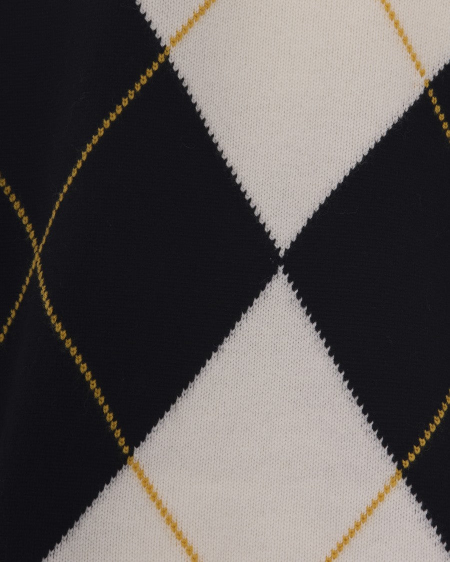 Pinko Cream Berna Intarsia Wool-Blend Sweater