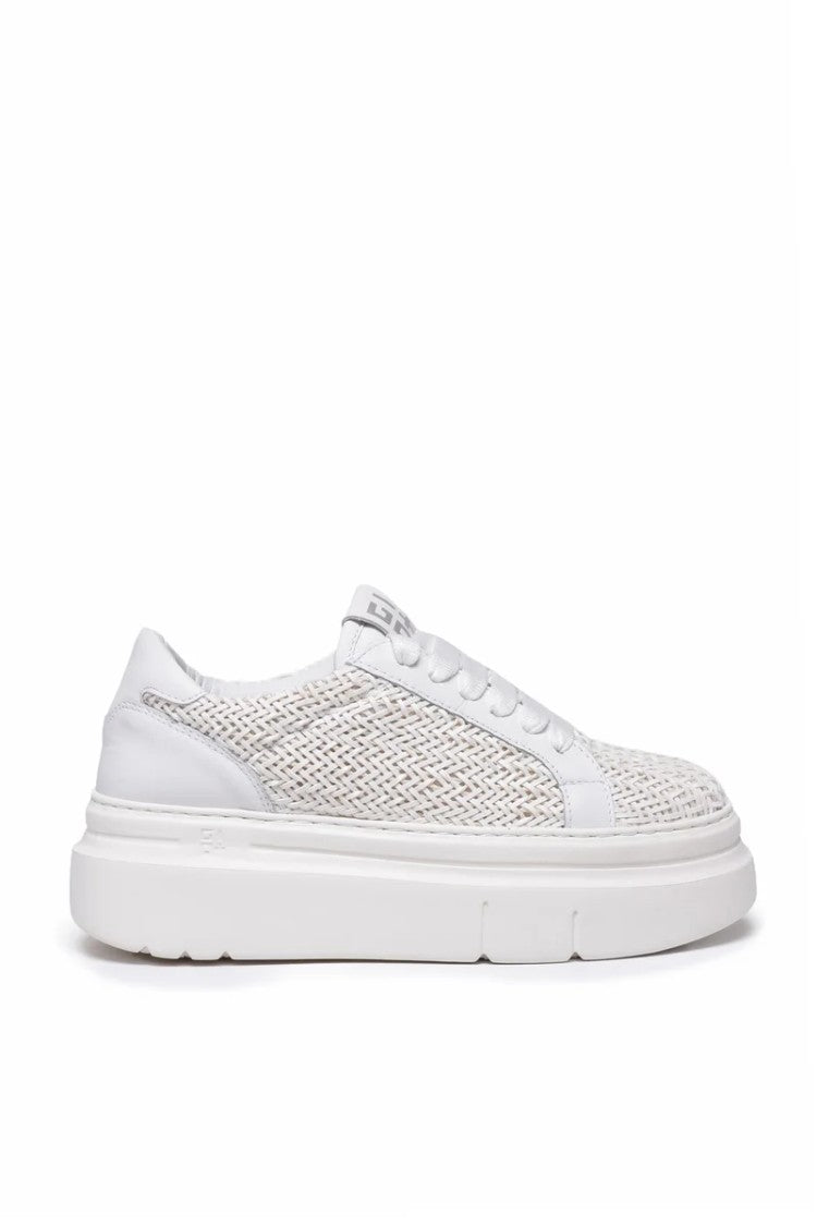 Gio + Leather Wedge Sneakers - White