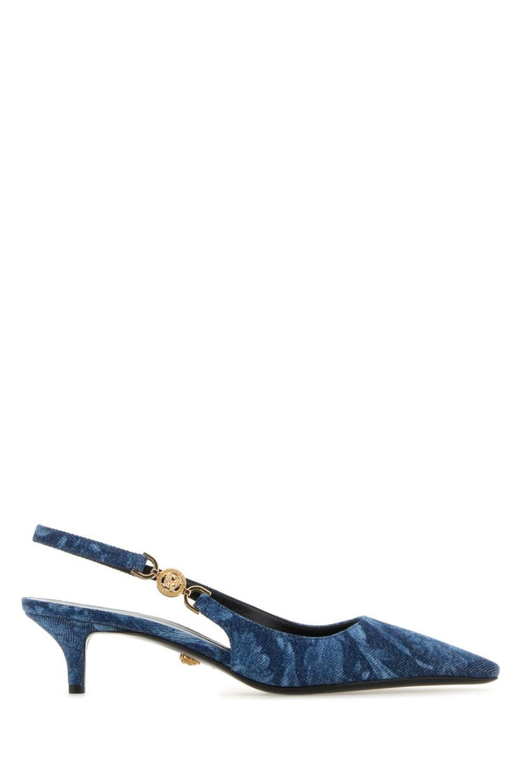 Versace Embroidered Denim Pumps