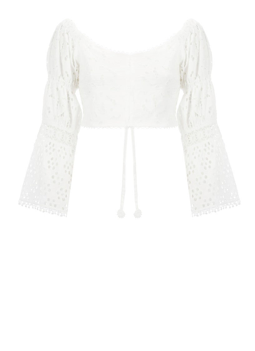 Temptation All-Over Lace White Cotton Top