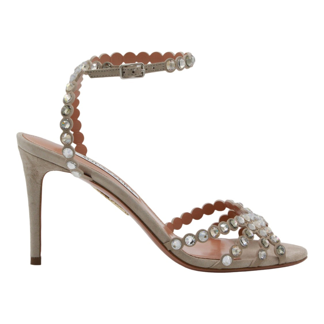 Aquazzura High-Heeled Sandals With Rhinestone Embellishment