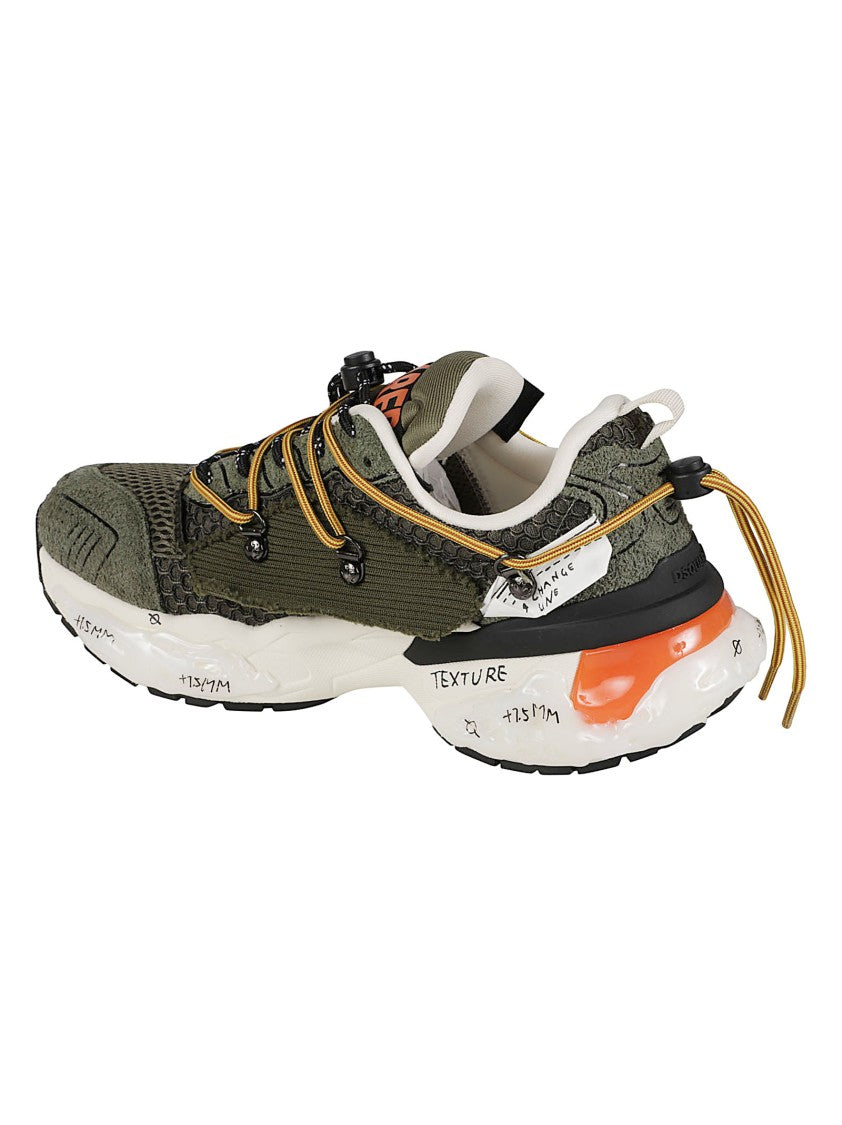 Dsquared2 Faster Olive Green Reflective Leather-Blend Low-Top Sneakers
