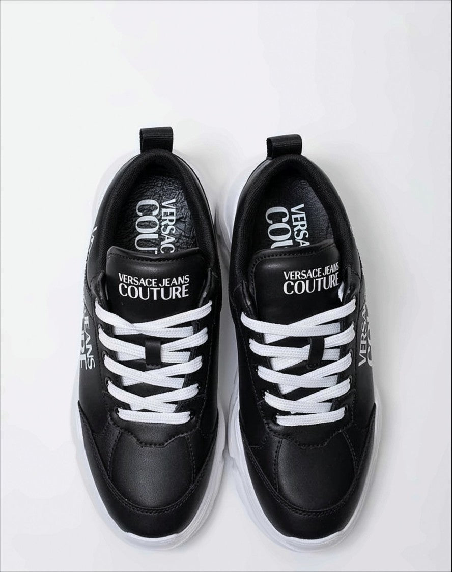 Versace Black Sneakers With Contrasting Logo