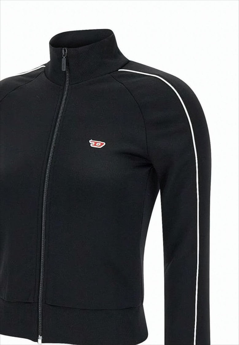 Diesel Cropped Black Jacket With High Collar