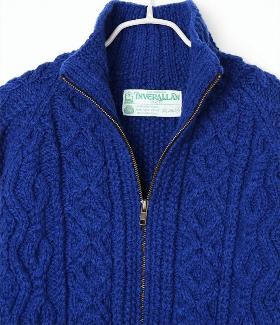 Inverallan Textured Blue Wool Zip Jacket