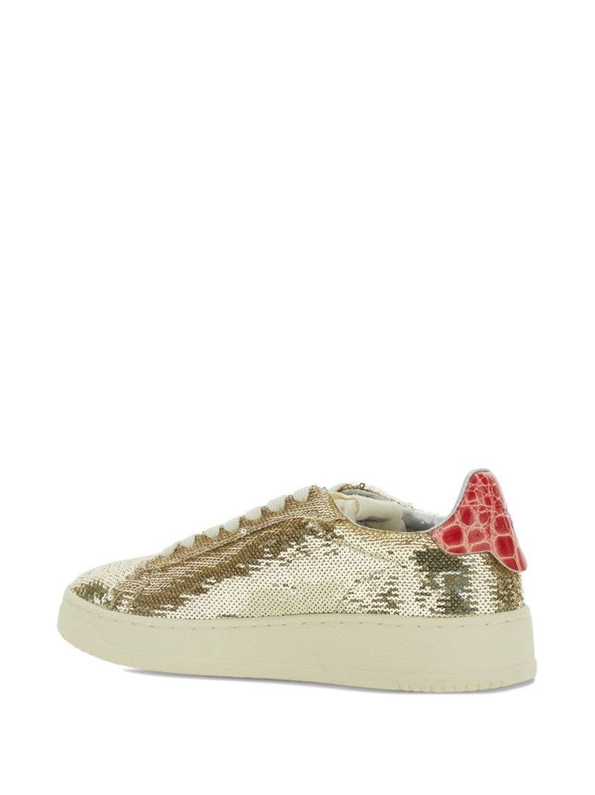 Autry Dallas Low 'Sparkling' Sneakers In Platinum Sequins