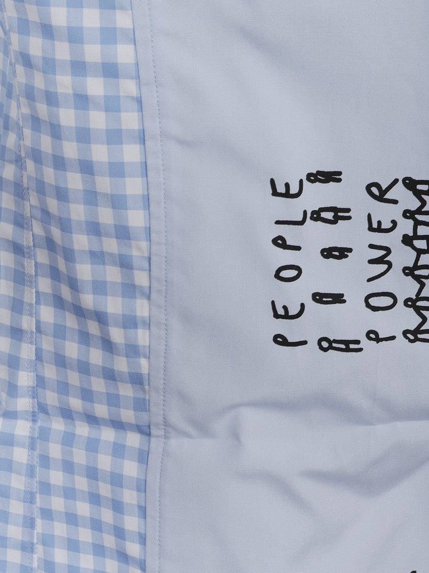 Comme Des Garçons Playful Typography Light Blue Printed Shirt