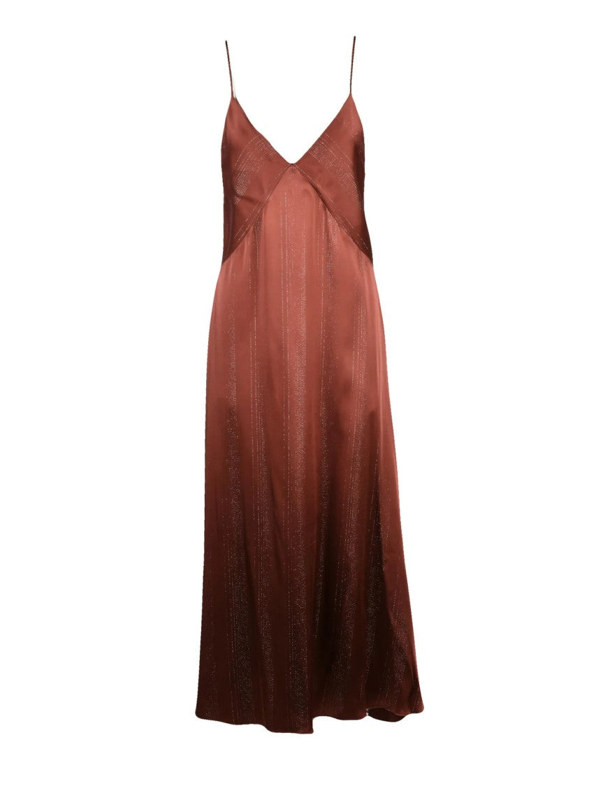 Forte Forte Brown Acetate-Blend Lamé Satin Dress
