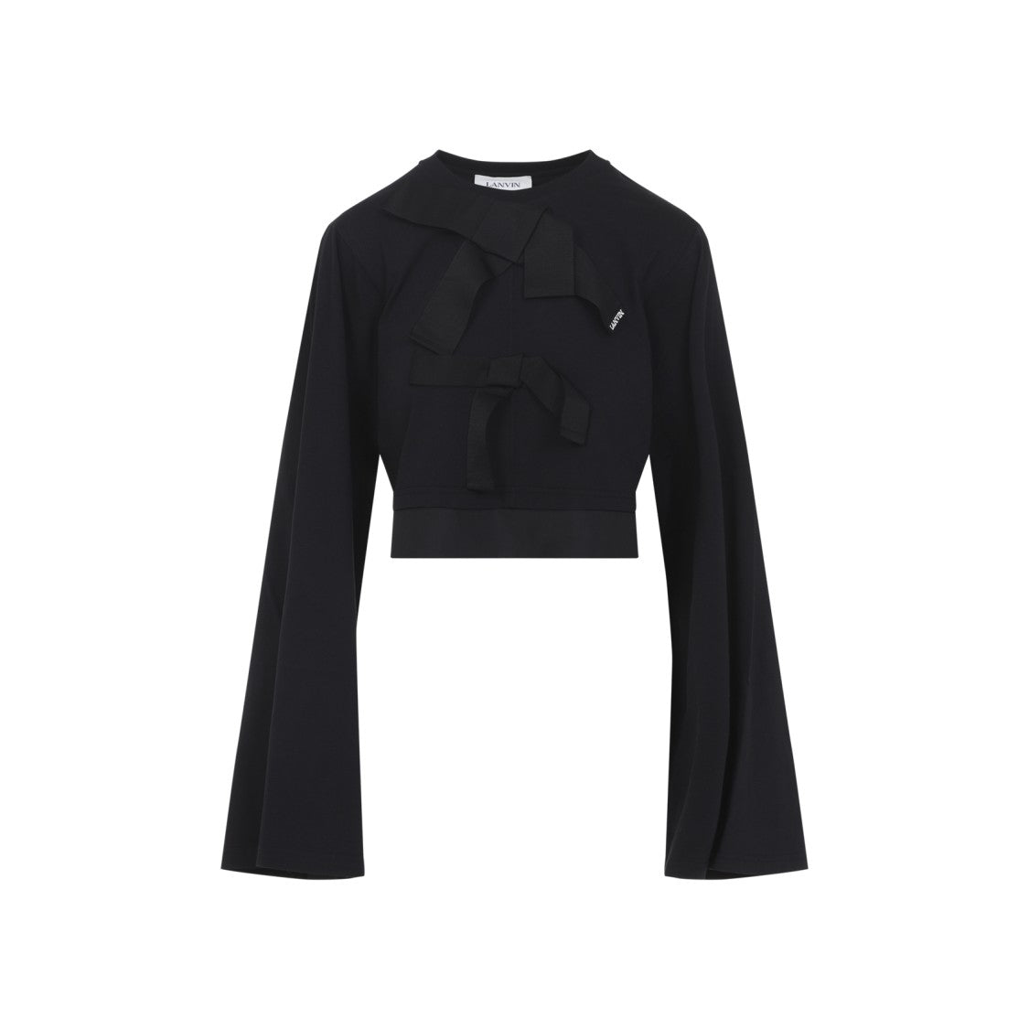 Lanvin Cropped Black Top With Bow Detail