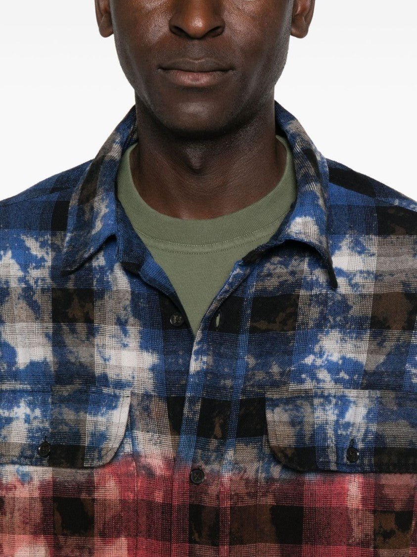 Palm Angels Stylish Checkered Casual Shirt With Gradient Effect