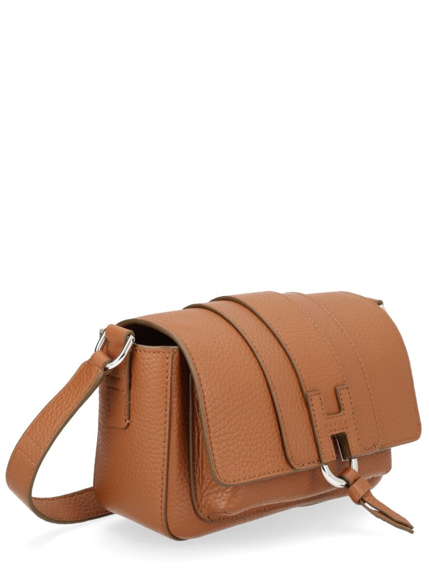 Hogan Flap Pebbled Leather Tassel Bag