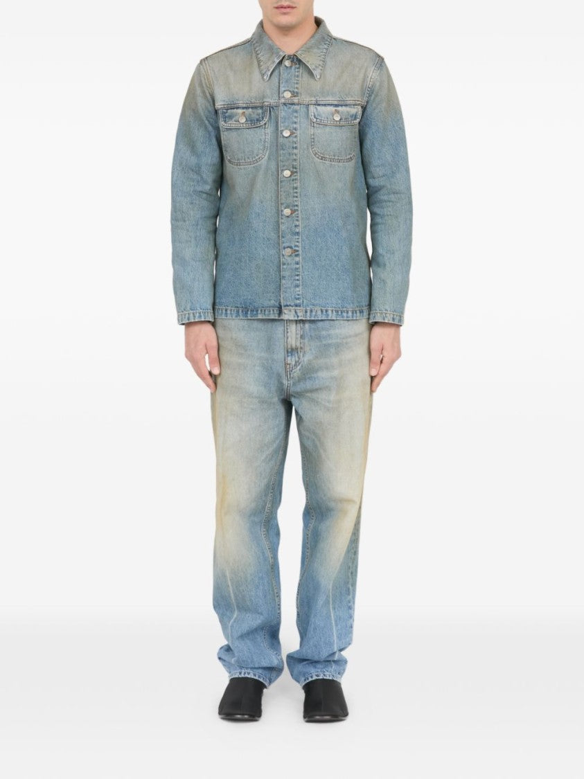 Mm6 By Maison Margiela Blue Faded Denim Buttoned Jacket