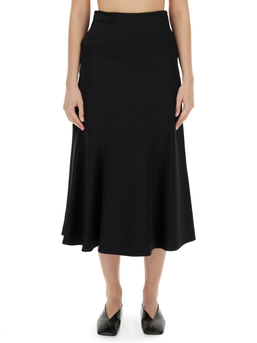 Jil Sander Flared Black Midi Skirt