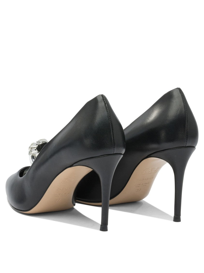 Casadei Pointed Toe Pumps With Crystal-Embellished Strap