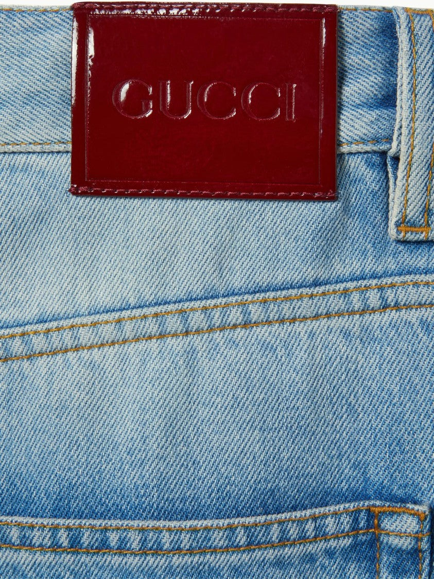Gucci Blue Mid Rise Flare Denim Pants