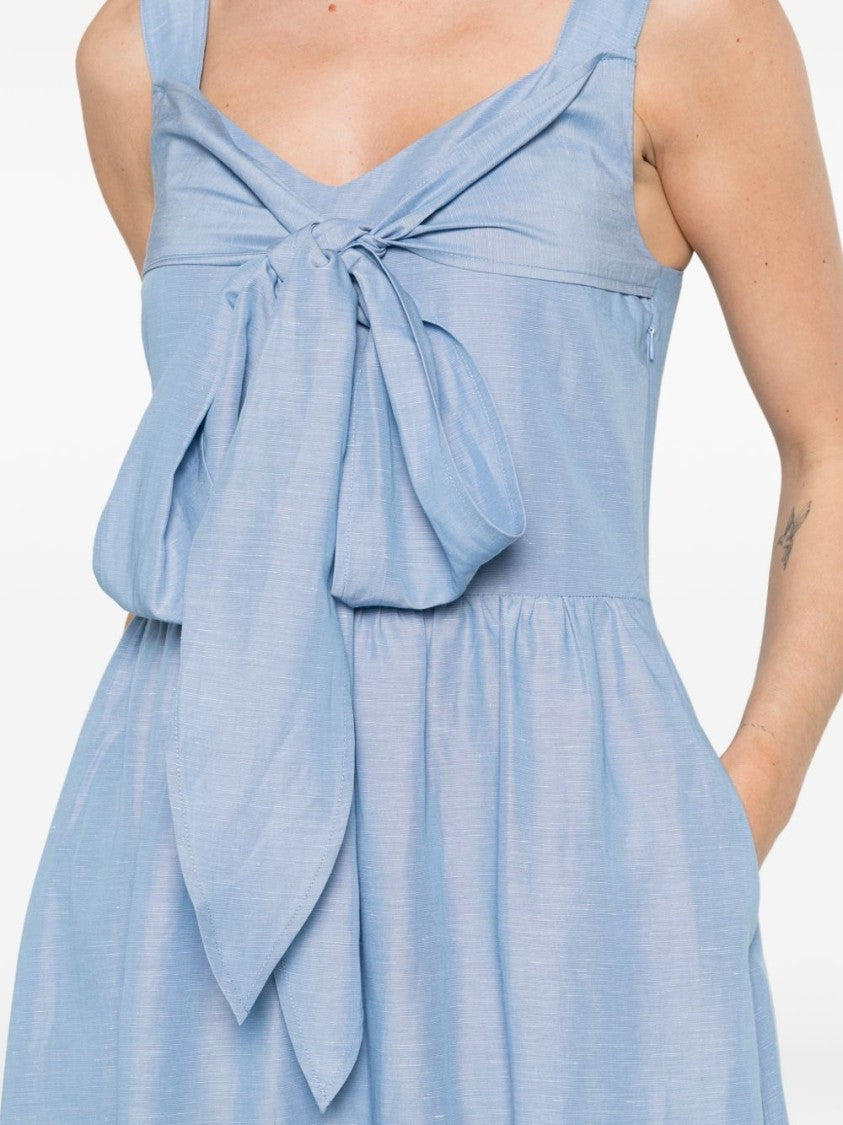Liu Jo Light Blue Bow Ruffled Day Dress