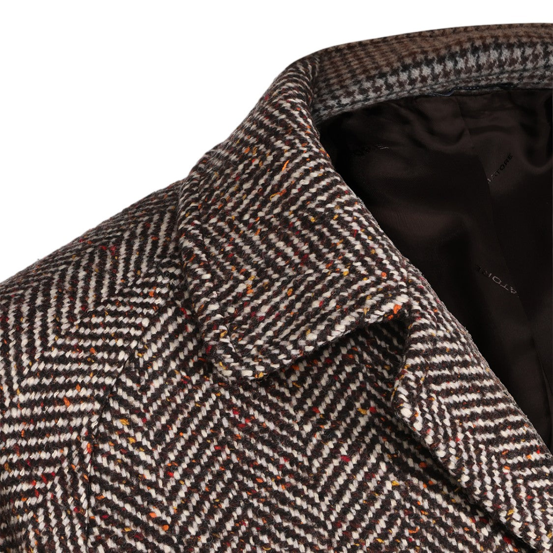 Tagliatore Herringbone Belted Notched Lapel Coat
