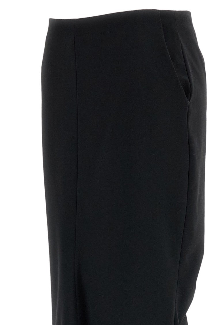 The Latest Black Stretch Wool Knit Draped Mermaid Maxi Skirt