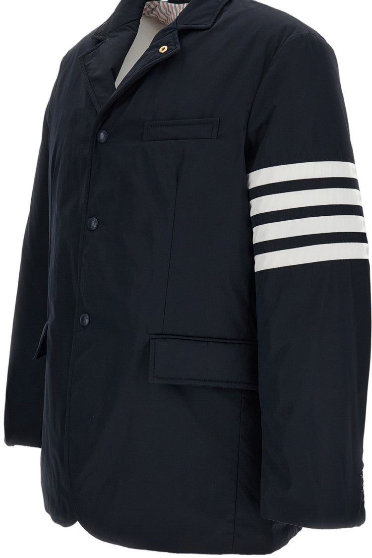 Thom Browne Down-Filled Overcoat With Signature 4-Bar Stripe Motif