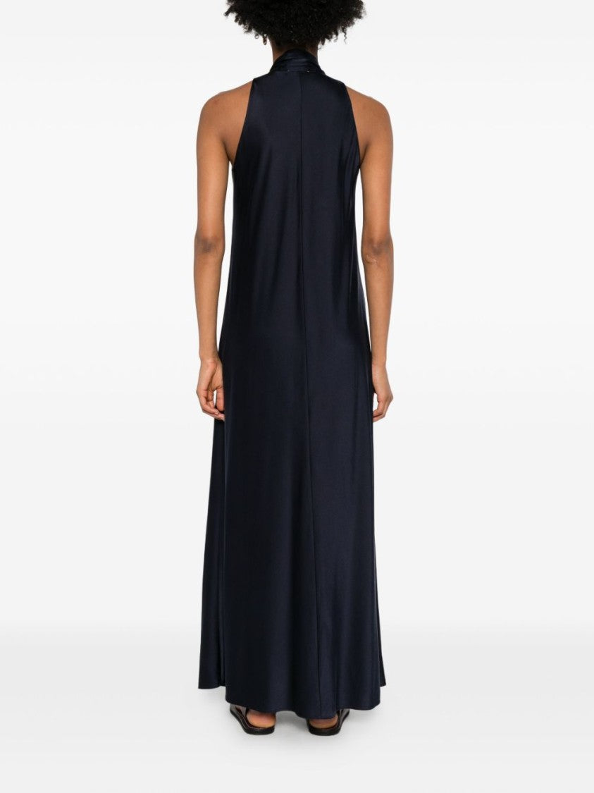 Forte Forte Maxi Blue Dress With Tied Bow Detail