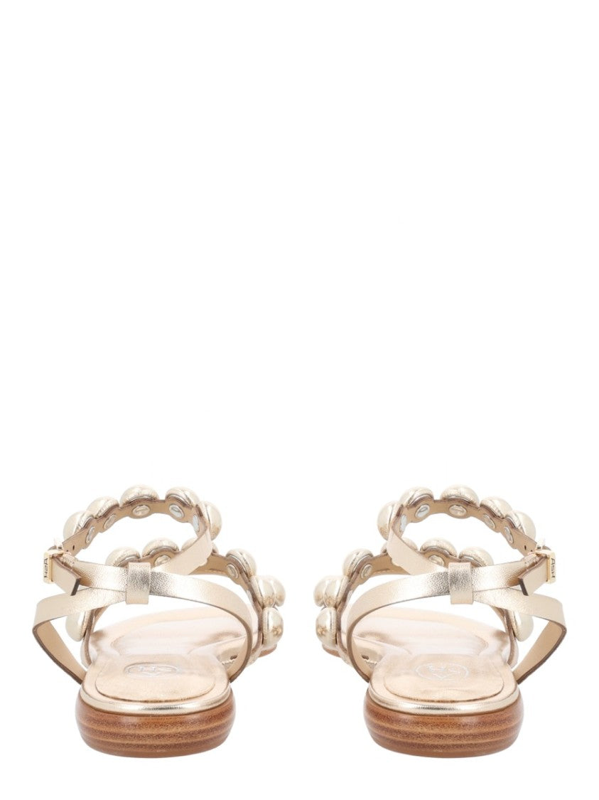 Ash Gold Regy Studded Metallic Flat Sandals