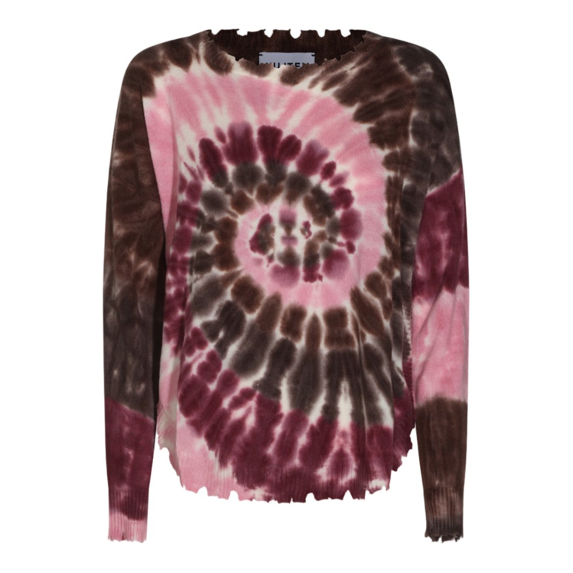 Kujiten Tie-Dye Lettuce-Edge Trim Knit Sweater