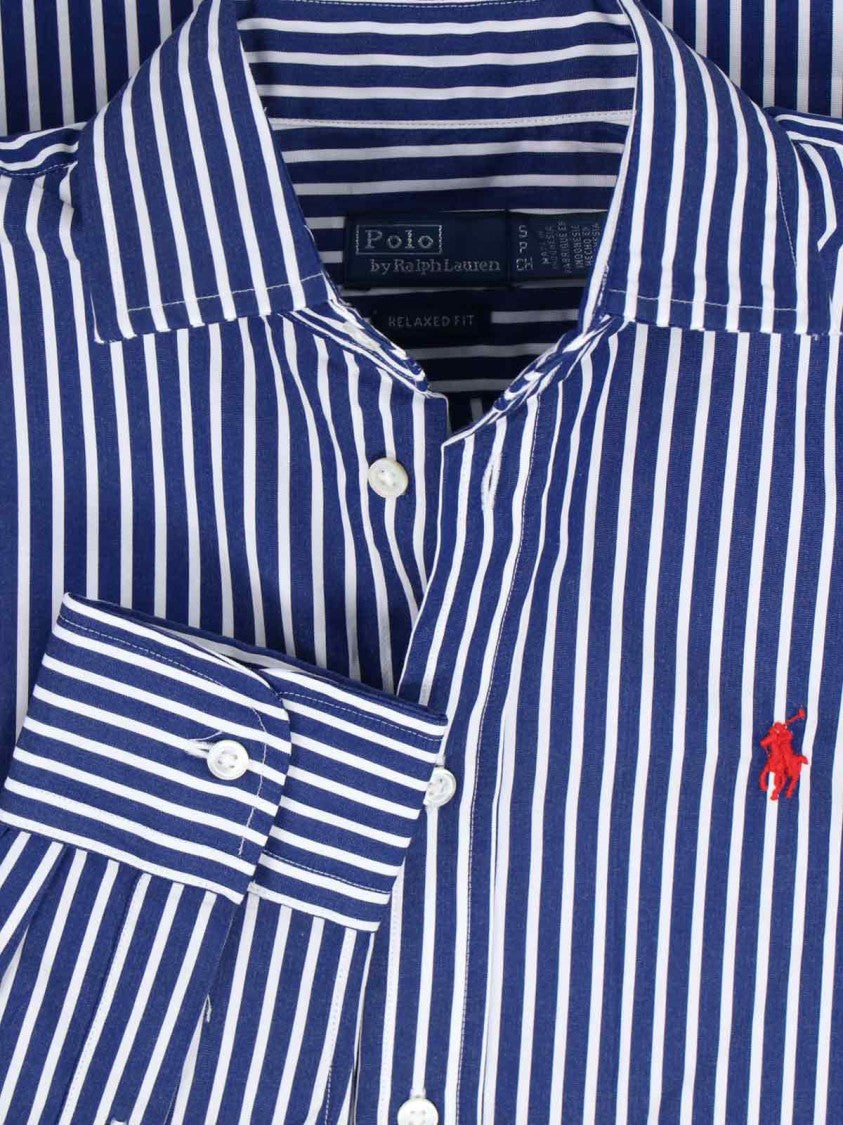 Polo Ralph Lauren Vertical Striped Cotton Shirt With Classic Collar