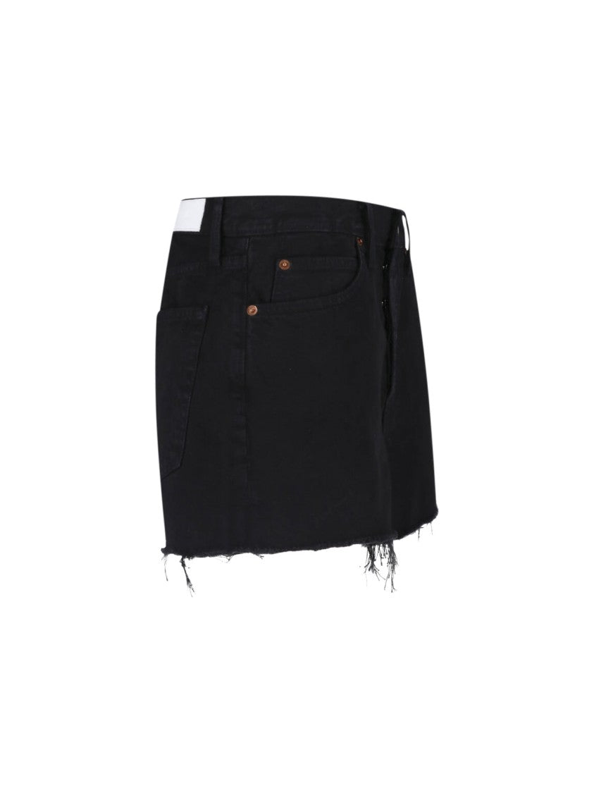 Re/Done Black The Breezy Mid-Rise Denim Shorts