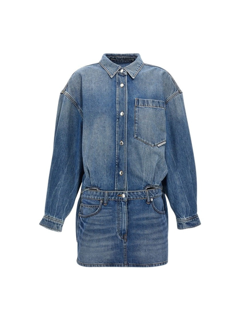 Alexander Wang Pre-Styled Denim Shirt Dress Vintage Light Indigo