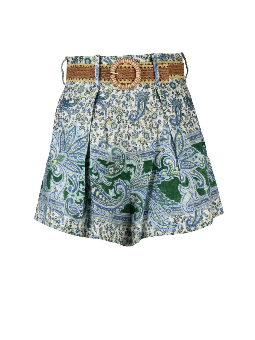 Zimmermann Linen Paisley Shorts