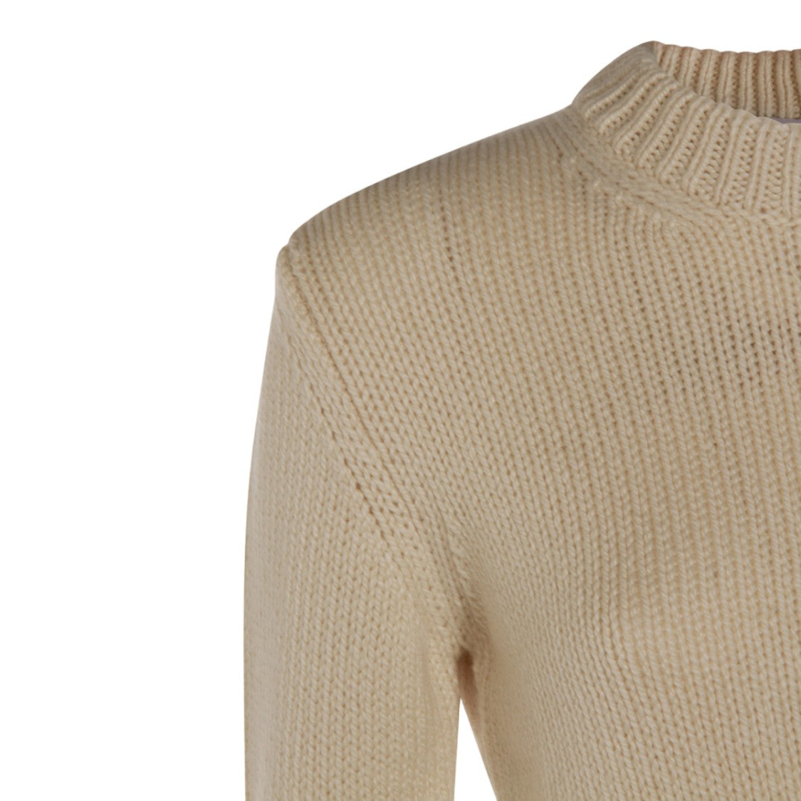 Malo Cropped Knit Sweater With Ribbed High Neckline