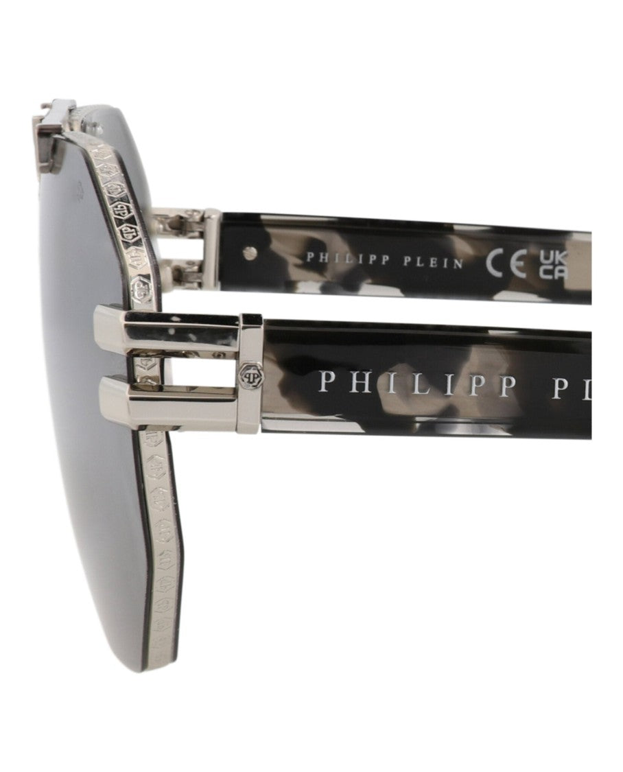 Philipp Plein Aviator-Frame Titanium Sunglasses With Cutout Temple Detail