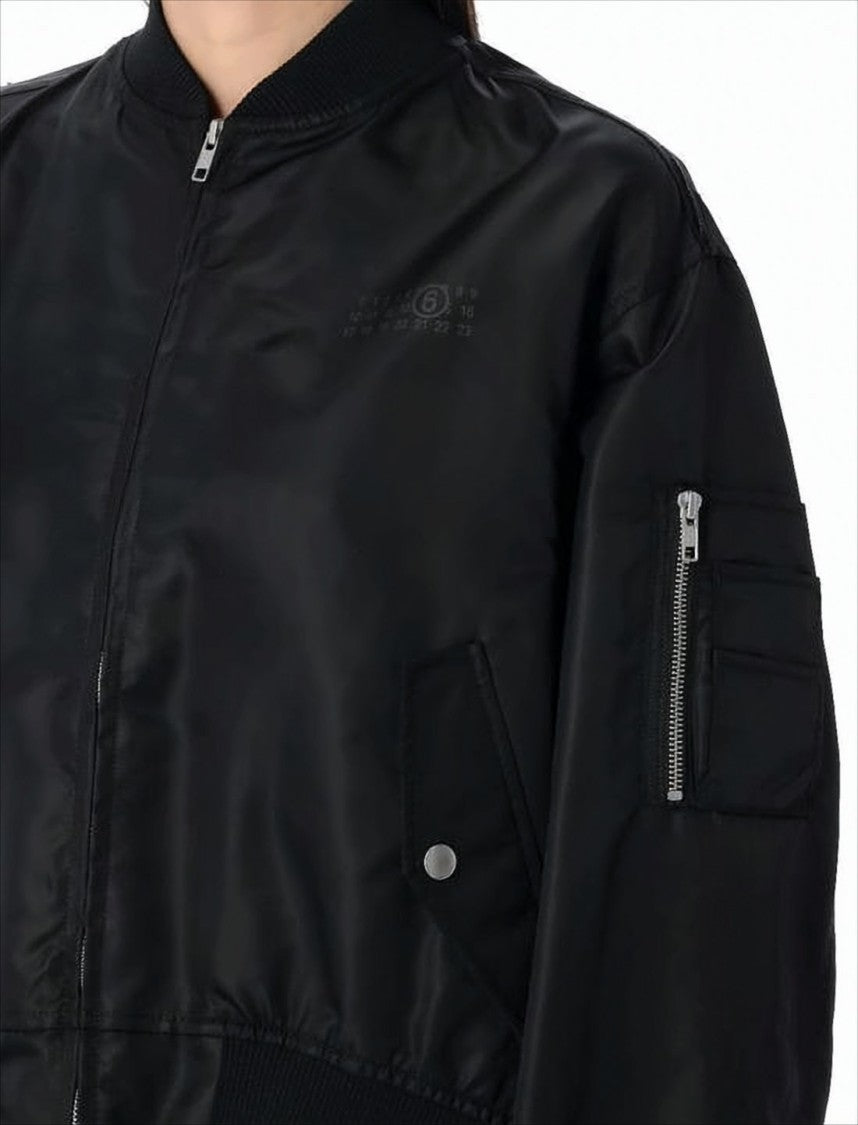 Mm6 By Maison Margiela Cropped Boxy Jacket With Shiny Polyamide Exterior