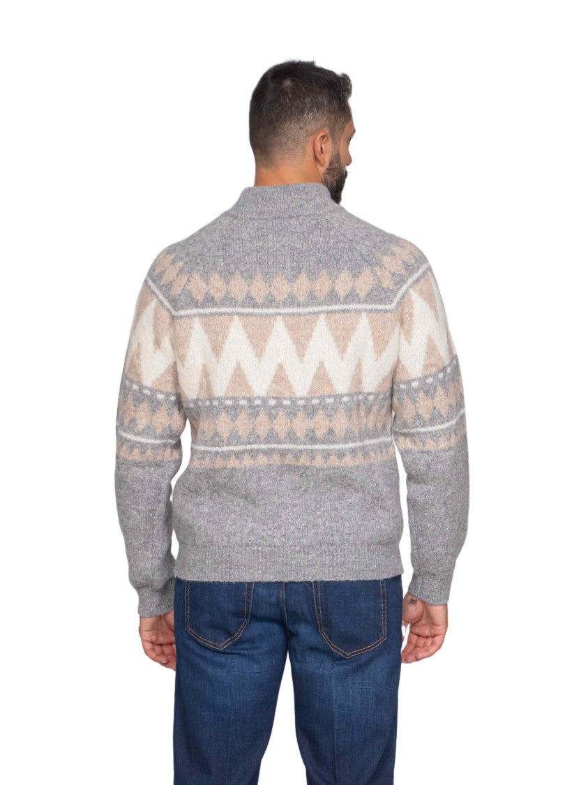 Peserico Geometric Pattern Half-Zip Pullover