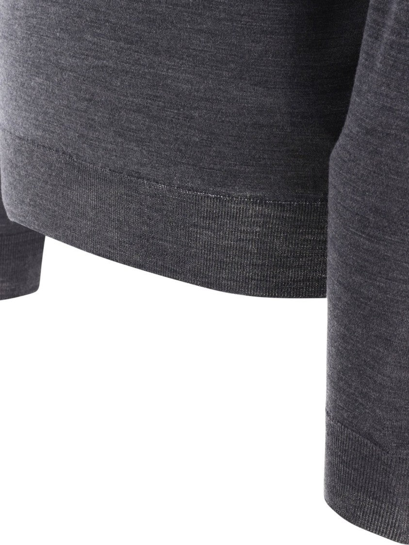 John Smedley Long Sleeve Polo Shirt With Classic Collar And Ribbed Cuffs